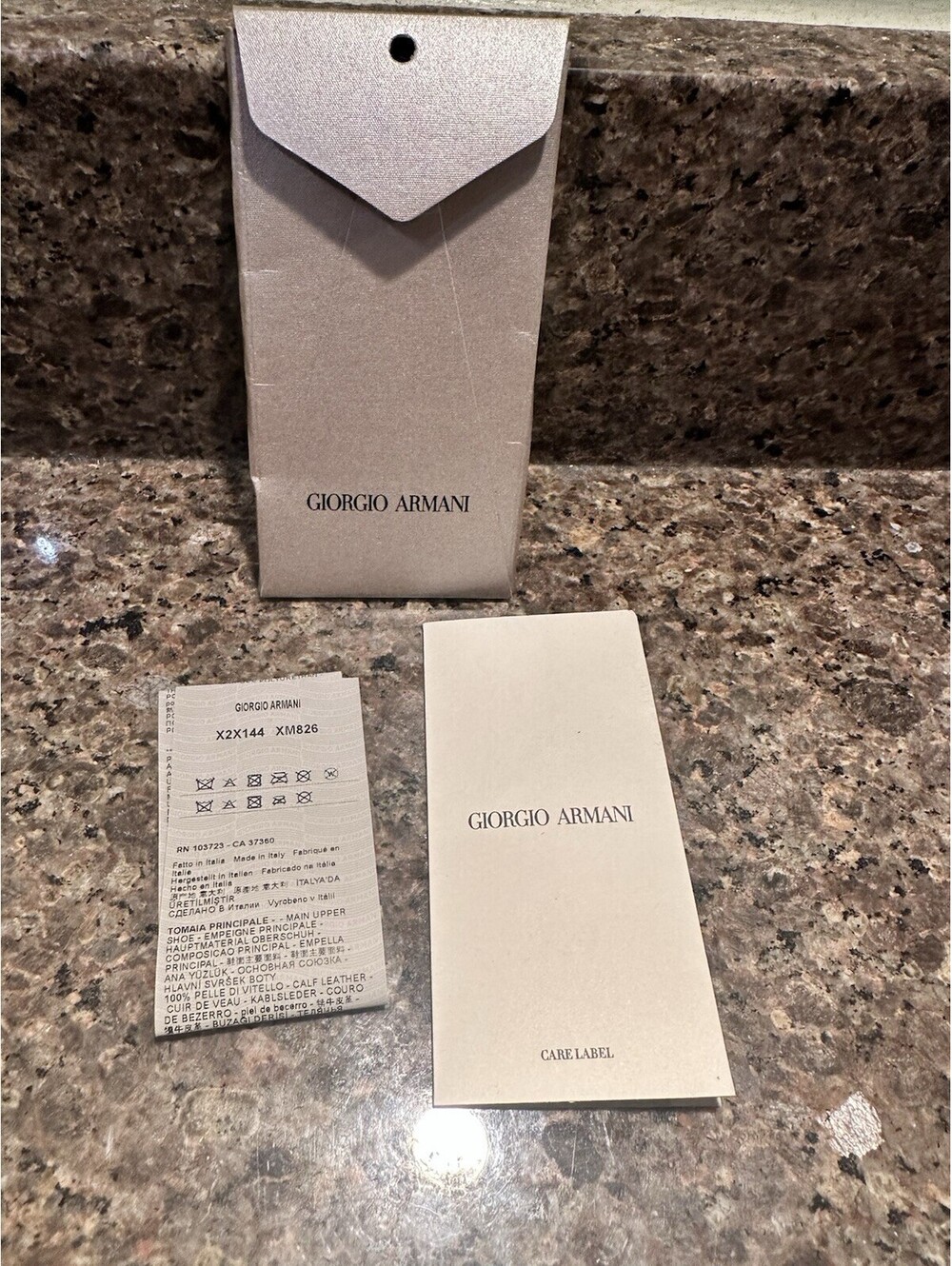 Giorgio Armani Care Label Authenticity Certificate Tag Envelope Set X2X144 XM826
